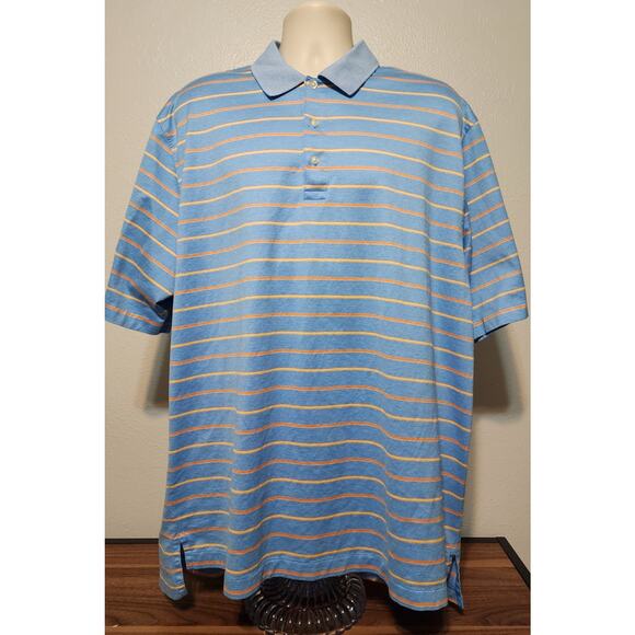 Brooks Brothers Country Club Performance Blue W/ Stripes Short Sleeve Shirt Size - Picture 1 of 5